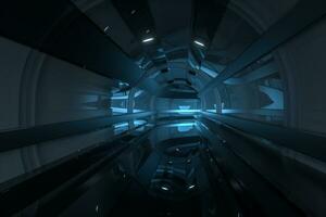 Dark tunnel with light at the end, 3d rendering. photo