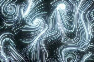 Vortical line pattern, glowing particles trails, 3d rendering. photo