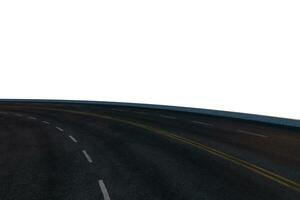 The empty asphalt road with white background, 3d rendering. photo