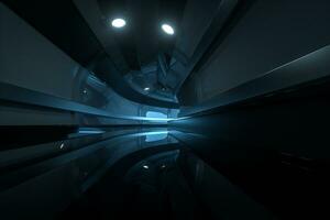 Dark tunnel with light at the end, 3d rendering. photo