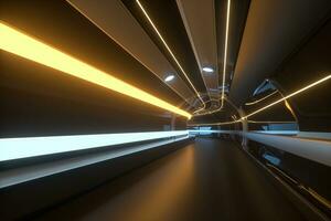 Dark tunnel with light at the end, 3d rendering. photo