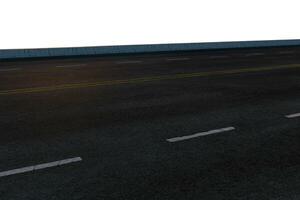 The empty asphalt road with white background, 3d rendering. photo