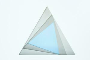 blanco y vortical papel tarjetas con triángulo forma, 3d representación. foto