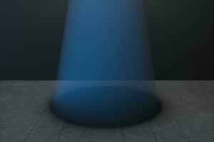 The dark room and the light beam from the top, 3d rendering. photo