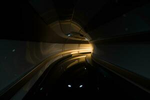 Dark tunnel with light at the end, 3d rendering. photo