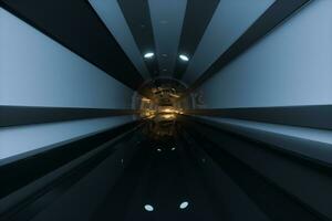 oscuro túnel con ligero a el fin, 3d representación. foto