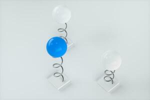 Polished balls are attached to springs, 3d rendering. photo