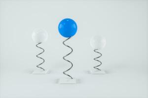 Polished balls are attached to springs, 3d rendering. photo
