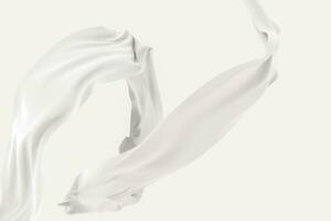 Flowing cloth, white color background, 3d rendering. photo