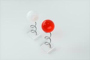 Polished balls are attached to springs, 3d rendering. photo