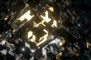 A three-dimensional space composed of square planes, 3d rendering. photo