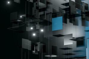 A three-dimensional space composed of square planes, 3d rendering. photo