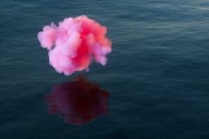 el encantador rosado nube en el océano, 3d representación. foto
