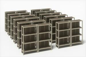 Shelves with white background, 3d rendering. photo