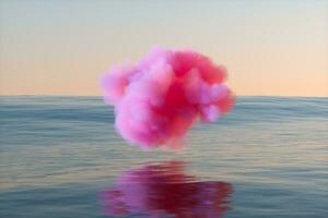 The lovely pink cloud on the ocean, 3d rendering. photo