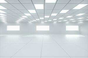 White bright and spacious room, white background, 3d rendering. photo