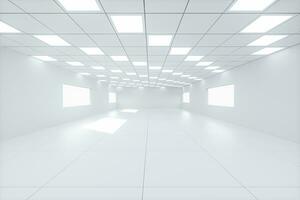 White bright and spacious room, white background, 3d rendering. photo