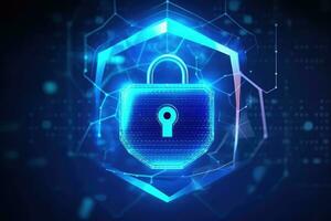 Cyber security concept with padlock on circuit board background photo