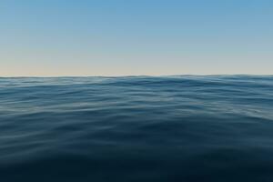 Clear blue ocean background, gradient water surface, 3d rendering. photo