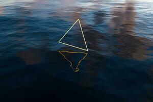 The wide ocean with glowing triangle lines, 3d rendering. photo