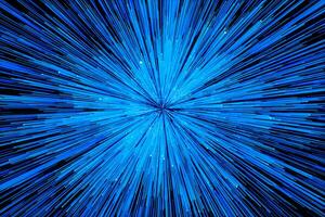 Blue glowing radial lines, magical lines, 3d rendering. photo