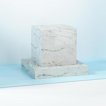 Square platform with solid color background, 3d rendering. photo