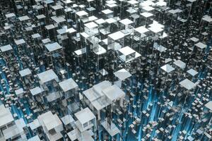 technical scene made up of repetitive columns, 3d rendering photo