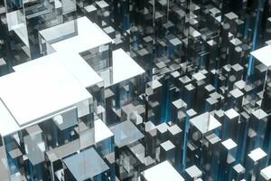 technical scene made up of repetitive columns, 3d rendering photo