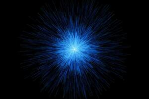 Blue glowing radial lines, magical lines, 3d rendering. photo