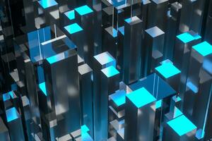 technical scene made up of repetitive columns, 3d rendering photo