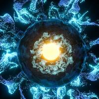 Abstract glowing particles with brilliant light, 3d rendering. photo