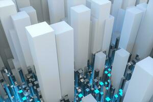 technical scene made up of repetitive columns, 3d rendering photo
