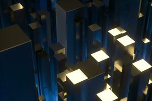 technical scene made up of repetitive columns, 3d rendering photo