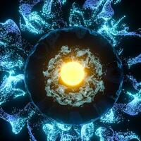 Abstract glowing particles with brilliant light, 3d rendering. photo