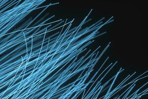 Flowing and glowing particles with dark background, 3d rendering photo