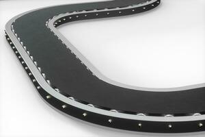 Black moving conveyor belt , black background, 3d rendering. photo