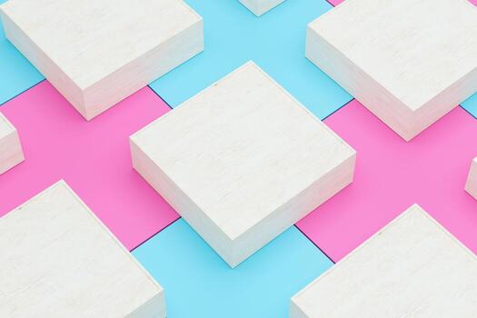 Square platform with solid color background, 3d rendering. photo