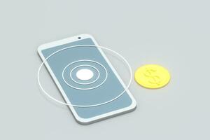 Mobile with white background, smart mobile phone,3d,rendering. photo