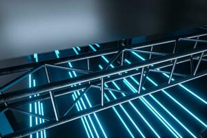 Cement and reinforcement, neon, 3d rendering. photo