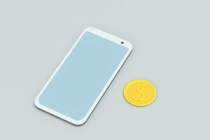 Mobile with white background, smart mobile phone,3d,rendering. photo