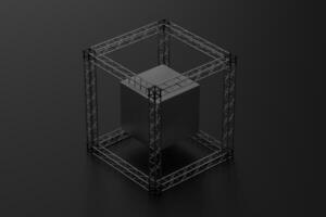 Steel reinforcement with dark background, 3d rendering. photo