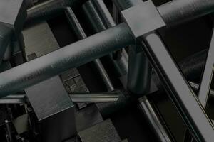 Steel reinforcement with dark background, 3d rendering. photo