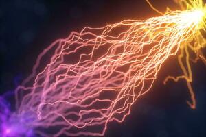 Power electrical energy and lightning spark, 3d rendering. photo