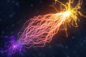 Power electrical energy and lightning spark, 3d rendering. photo