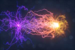 Power electrical energy and lightning spark, 3d rendering. photo