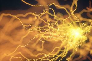 Power electrical energy and lightning spark, 3d rendering. photo