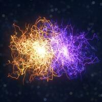 Power electrical energy and lightning spark, 3d rendering. photo