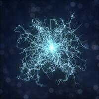 Power electrical energy and lightning spark, 3d rendering. photo