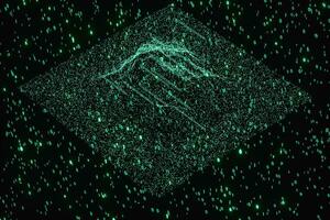 Glowing binary digit with dark background, 3d rendering photo