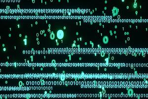 Glowing binary digit with dark background, 3d rendering photo